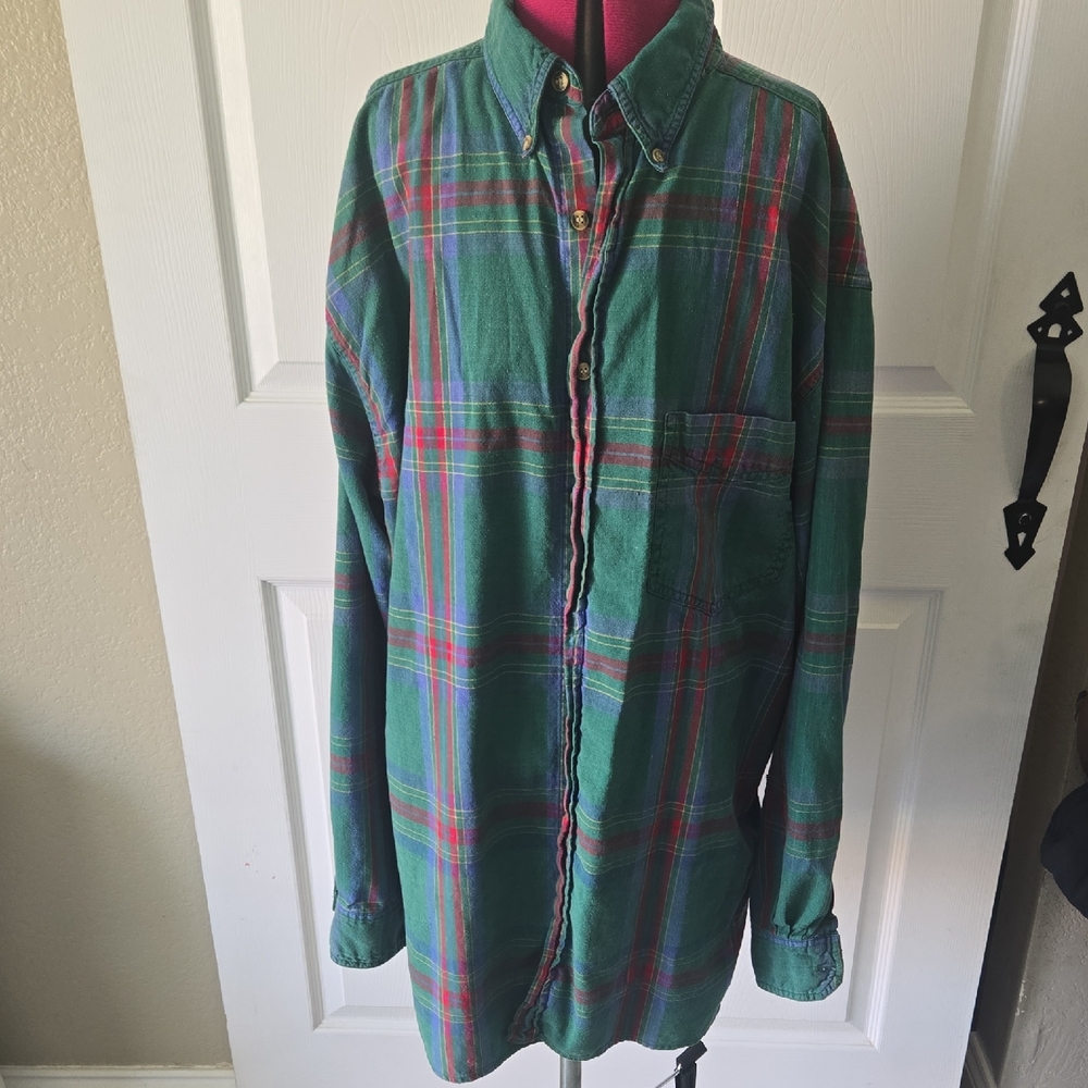 Vintage World Island 100% Cotton Plaid Shirt‎ — Size Large